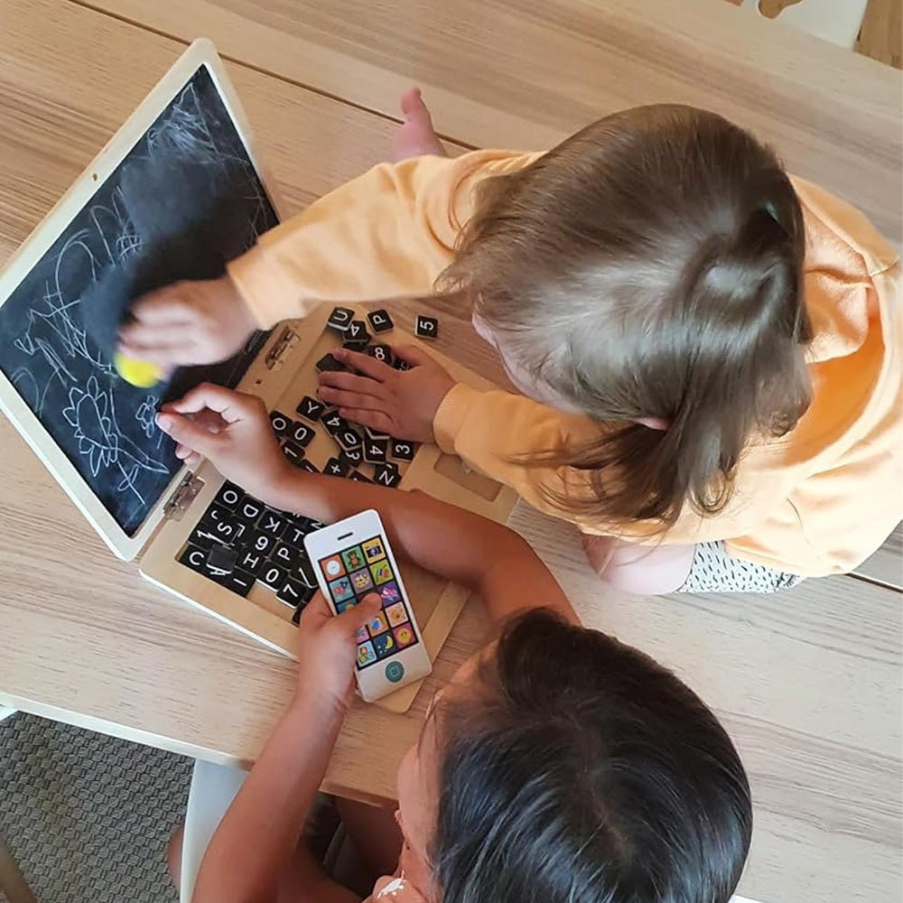 Small Foot Laptop w/Magnetic Black Board Wooden Toy Age 3+