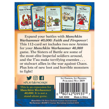 Munchkin Warhammer 40,000: Faith & Firepower Board Game Expansion - 3-6 Players