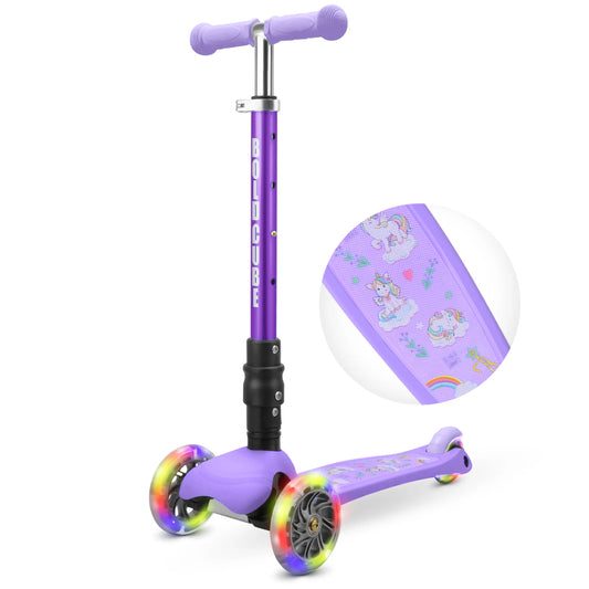 BOLDCUBE Teeny Fold: Unicorn (Purple) 3-Wheel Scooter Age 2-8
