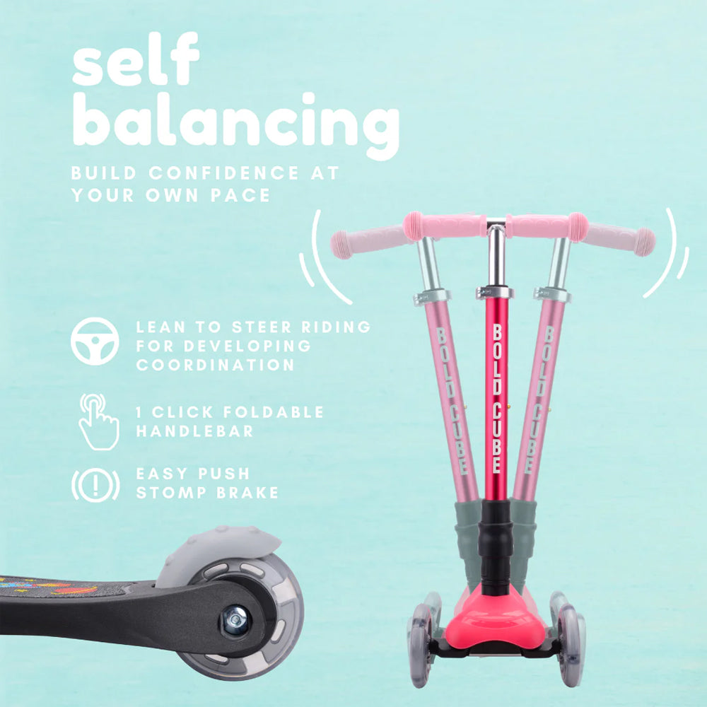 BOLDCUBE Teeny Fold: Unicorn (Purple) 3-Wheel Scooter Age 2-8
