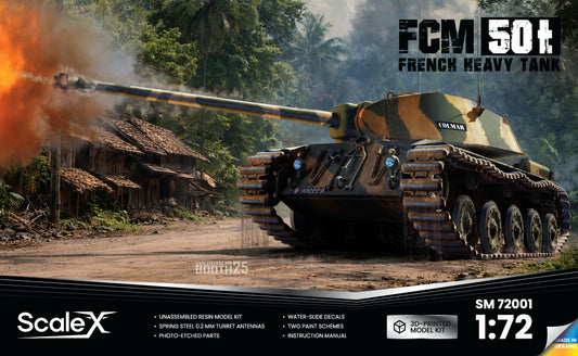 ScaleX FCM 50t French Heavy Tank 1:72 3D Printed Model Kit SM-72001