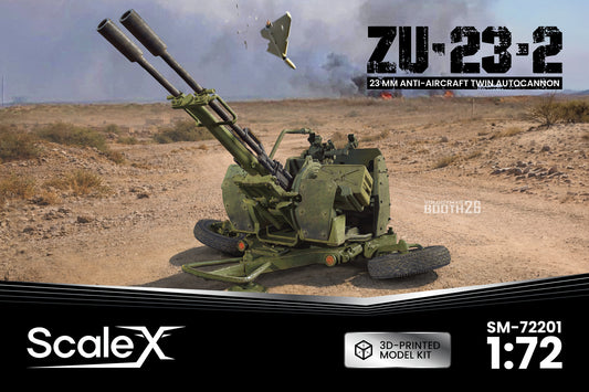 ScaleX ZU-23-2 With Armored Shields 1:72 3D Printed Model Kit SM-72201