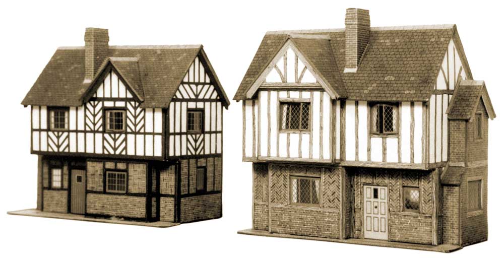 Superquick Two Elizabethan Cottages Card Kit OO Gauge SQB28