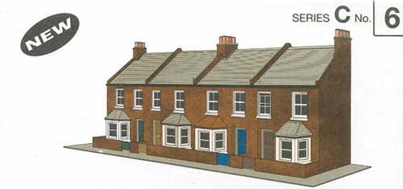 Superquick Four Red Brick Terraced Fronts Card Kit OO Gauge SQC6