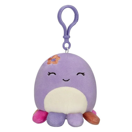 Squishmallows Beula - Purple Octopus w/Multicolored Tentacles 3.5" Clip-On Plush