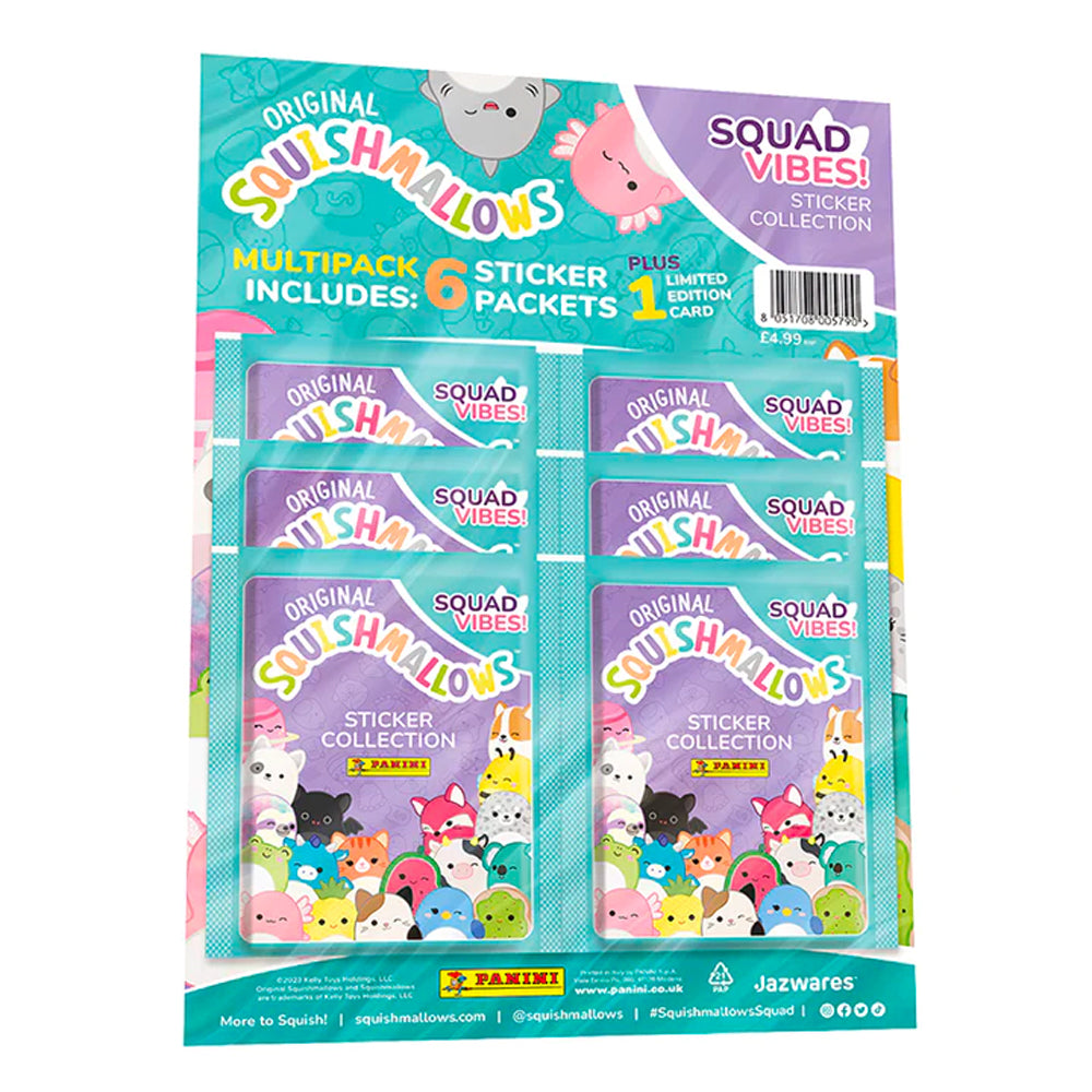Panini Squishmallows Squad Vibes Sticker Collection Multipack (6 Packs)