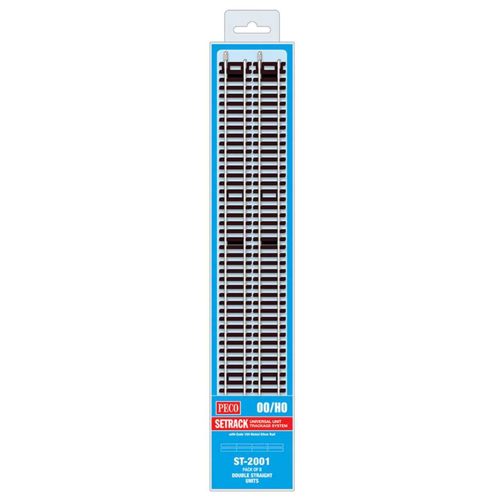 PECO ST-2001 Double Straight 335mm 8-Pack ST-201 Setrack OO/HO Track