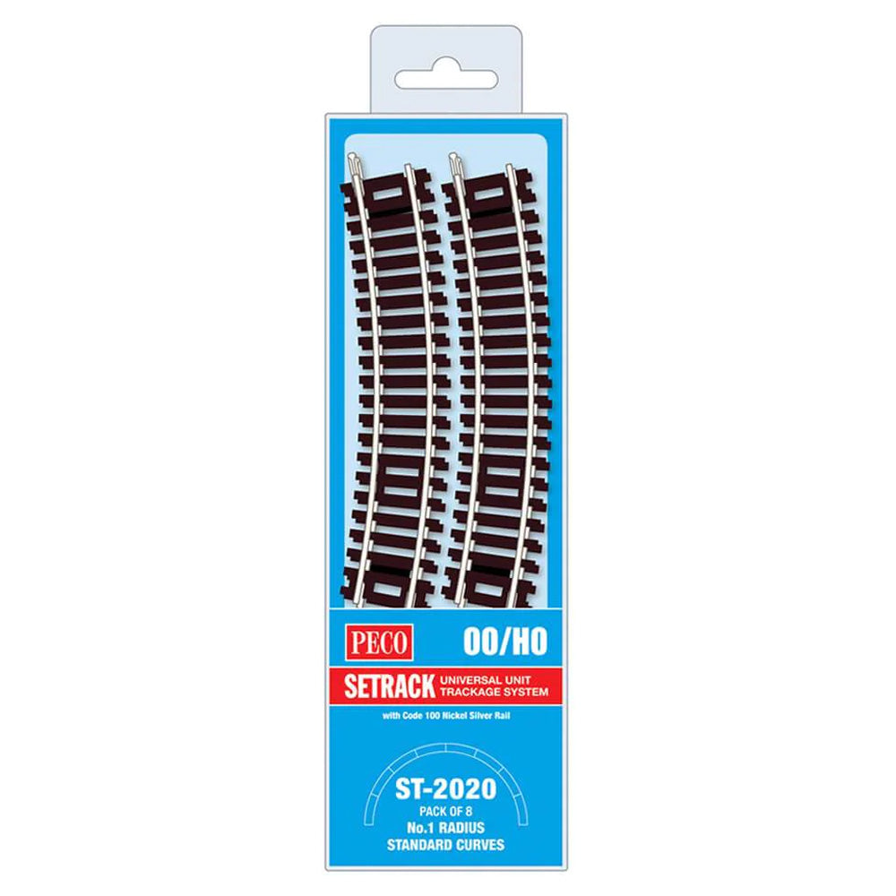 PECO ST-2020 No.1 Radius Standard Curve 371mm 8-Pack Setrack OO/HO Track