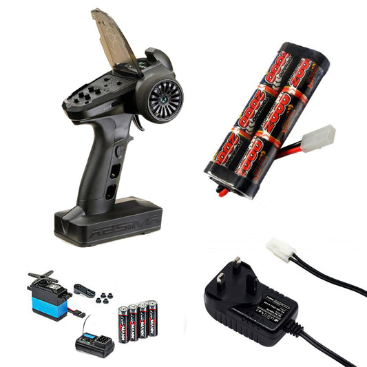 RC Car Wheel Radio, 2000mah Battery & Charger Combo - Perfect for Tamiya RC