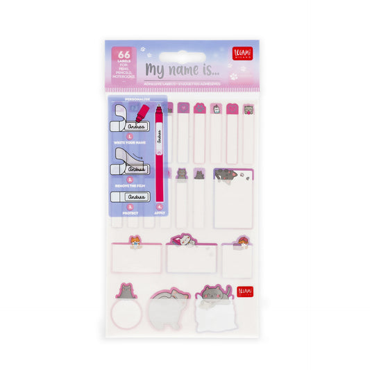 Legami My Name Is... Set of 66 Adhesive Labels - Kitty