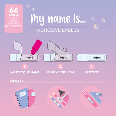 Legami My Name Is... Set of 66 Adhesive Labels - Kitty
