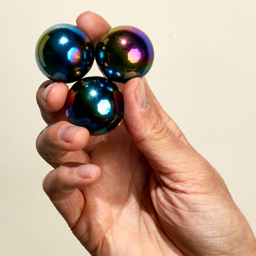 Speks Supers - Set of 3 Giant Magnet Balls: Oil Slick Adult Fidget Stress-Relief