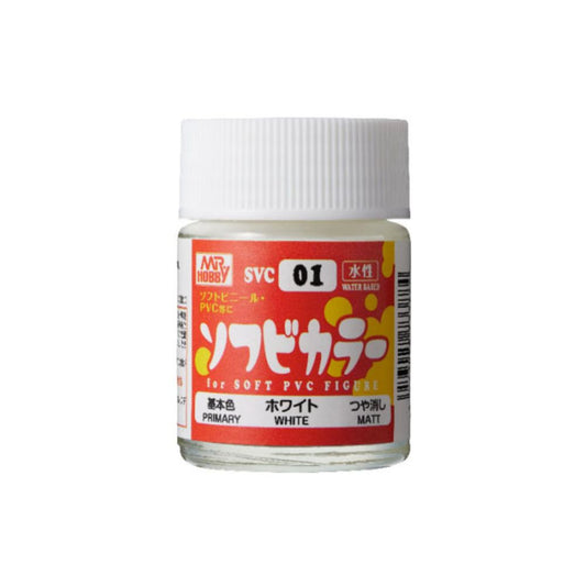 Mr Hobby Mr Soft SVC-01 Soft Vinyl Colour White Acrylic Paint 18ml