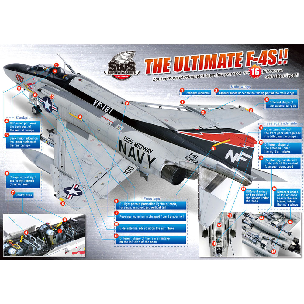 Zoukei Mura SWS48-05 F-4S Phantom II 1:48 Plastic Model Aircraft Kit