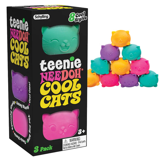 NeeDoh Teenie NeeDoh Cool Cats 3-Pack Fidget Stress Toy - Assorted Colours