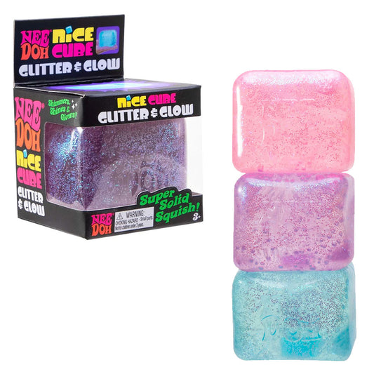 NeeDoh Glitter & Glow Nice Cube Fidget Stress Toy - Assorted Colours
