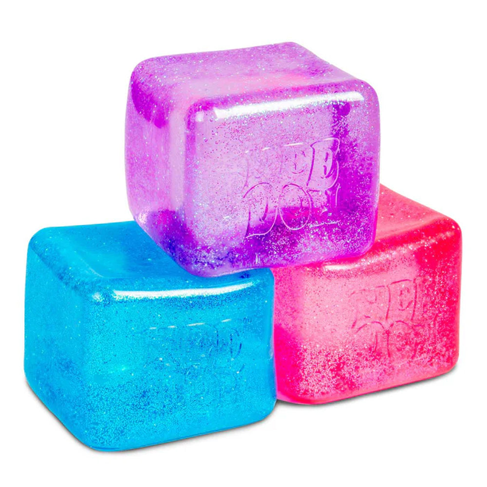 NeeDoh Niceberg Glitter & Glow Super Solid Squish Large Cube Fidget Toy