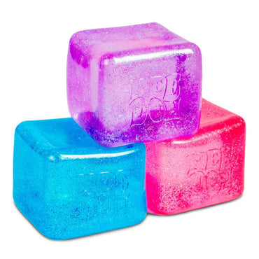 NeeDoh Niceberg Glitter & Glow Super Solid Squish Large Cube Fidget Toy