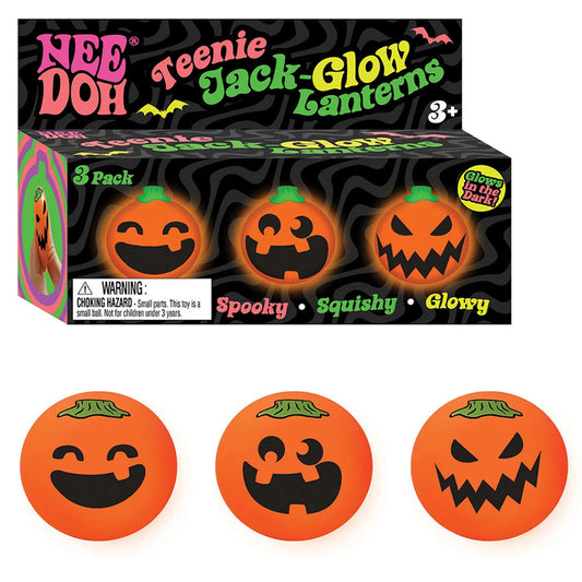 NeeDoh Teenie Jack-Glow Lanterns 3-Pack Halloween Fidget Stress Toy Age 3+