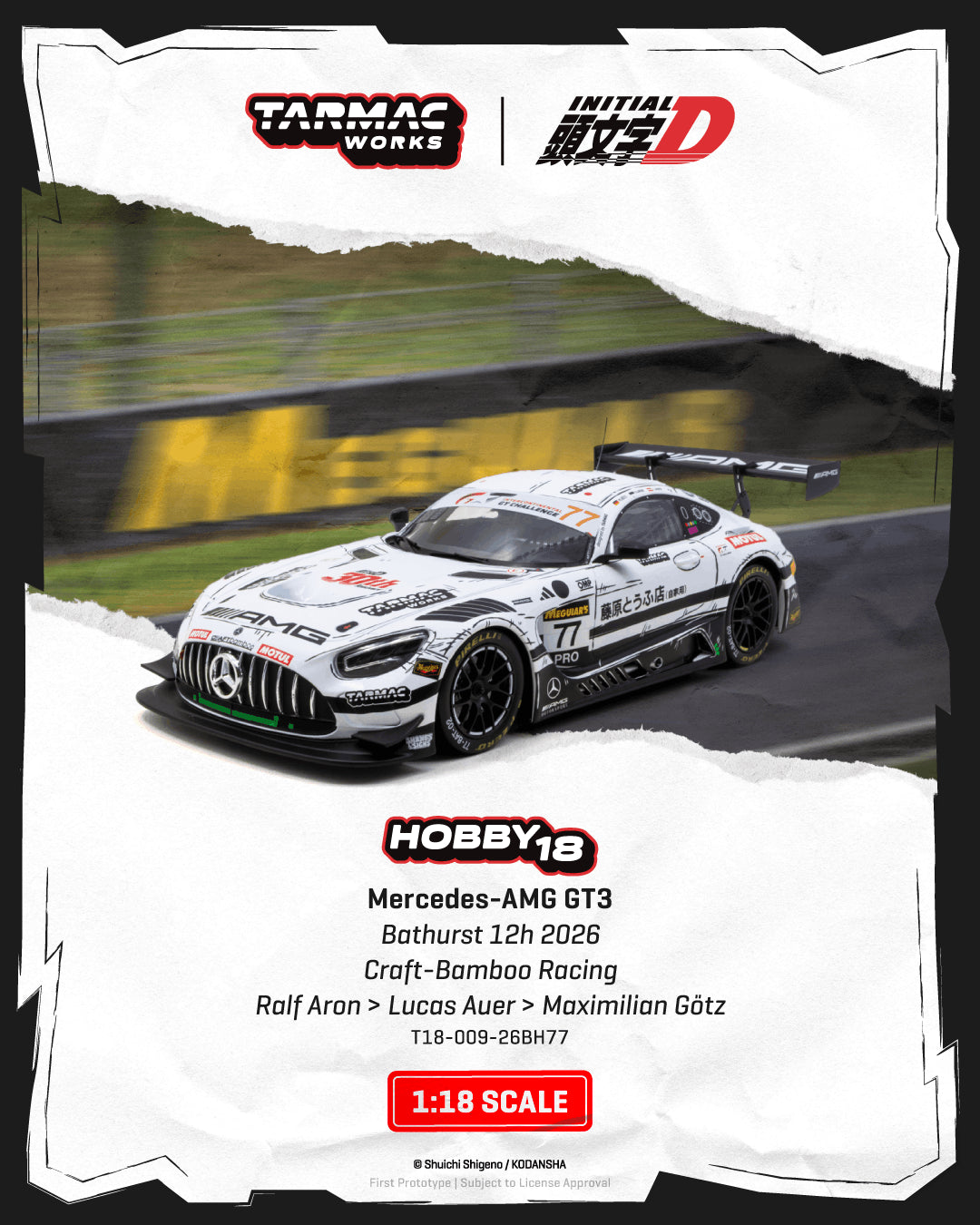 Tarmac Works Mercedes-AMG GT3 Craft-BambooBathurst 12h 2026 1:18 Diecast Model