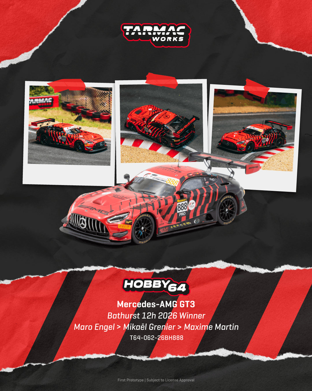 Tarmac Works Mercedes-AMG GT3 Bathurst 12h 2026 1:64 Diecast Model