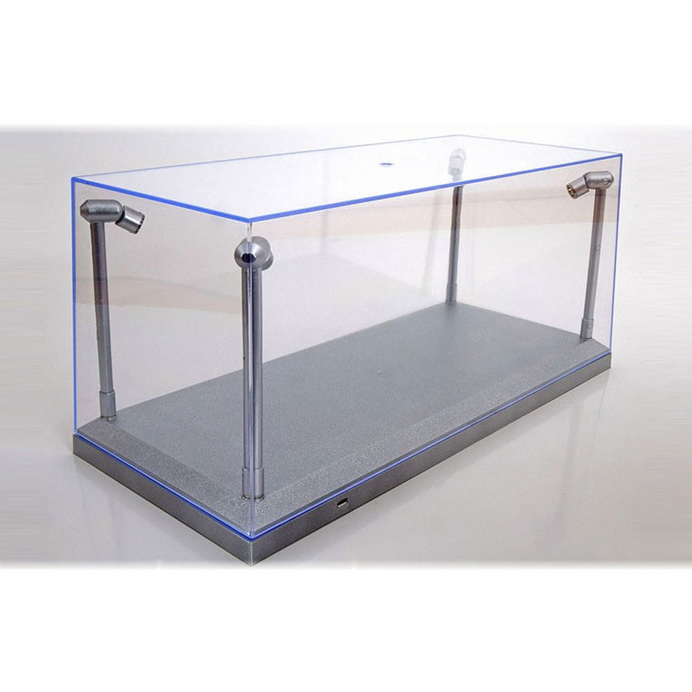 Triple 9 1:18 Car Display Case w/4 Adjustable LED Lights Silver Base