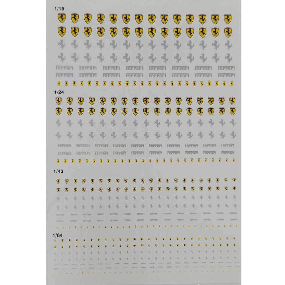 Triple 9 Ferrari Logo 1:18/1:24/1:43/1:64 Waterslide Decals for Model Cars