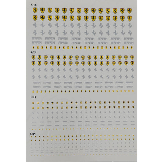 Triple 9 Ferrari Logo 1:18/1:24/1:43/1:64 Waterslide Decals for Model Cars