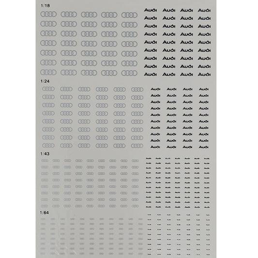 Triple 9 Audi Logo 1:18/1:24/1:43/1:64 Waterslide Decals for Model Cars