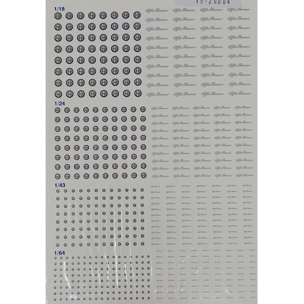 Triple 9 Alfa Romeo Logo 1:18/1:24/1:43/1:64 Waterslide Decals for Model Cars