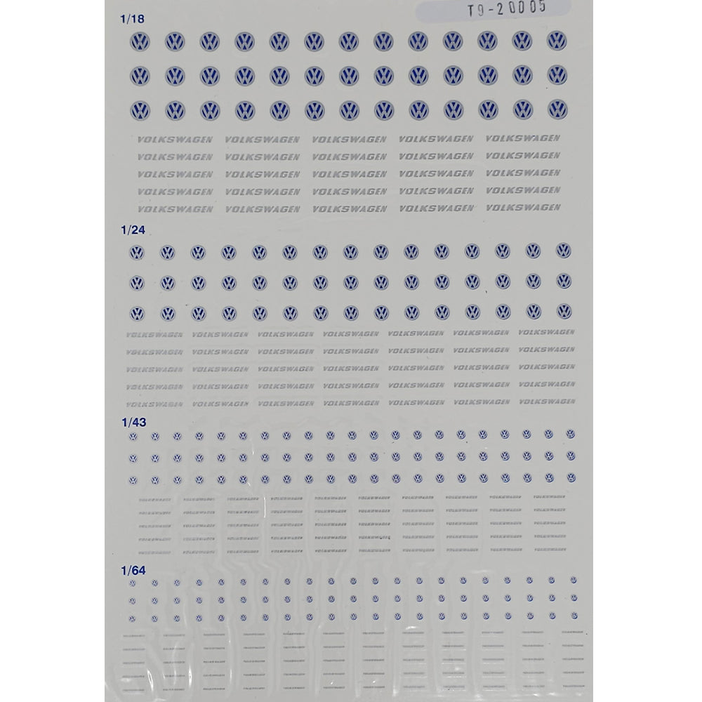 Triple 9 Volkswagen VW Logo 1:18/1:24/1:43/1:64 Waterslide Decals for Model Cars