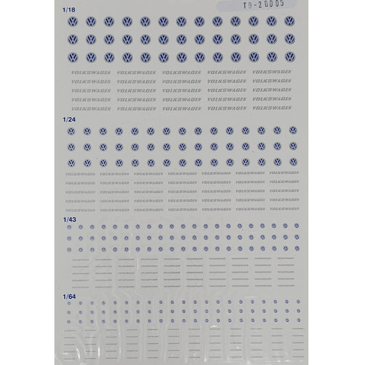 Triple 9 Volkswagen VW Logo 1:18/1:24/1:43/1:64 Waterslide Decals for Model Cars