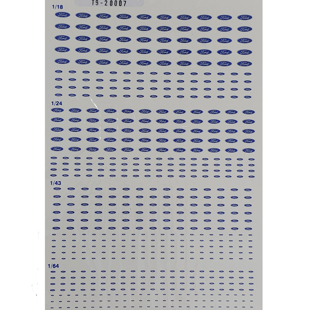 Triple 9 Ford Logo 1:18/1:24/1:43/1:64 Waterslide Decals for Model Cars