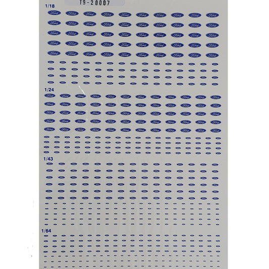 Triple 9 Ford Logo 1:18/1:24/1:43/1:64 Waterslide Decals for Model Cars