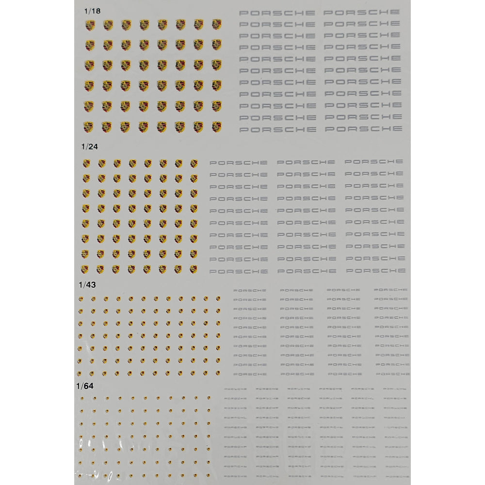 Triple 9 Porsche Logo 1:18/1:24/1:43/1:64 Waterslide Decals for Model Cars