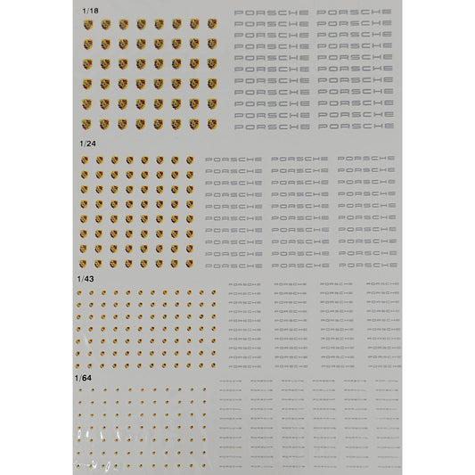 Triple 9 Porsche Logo 1:18/1:24/1:43/1:64 Waterslide Decals for Model Cars