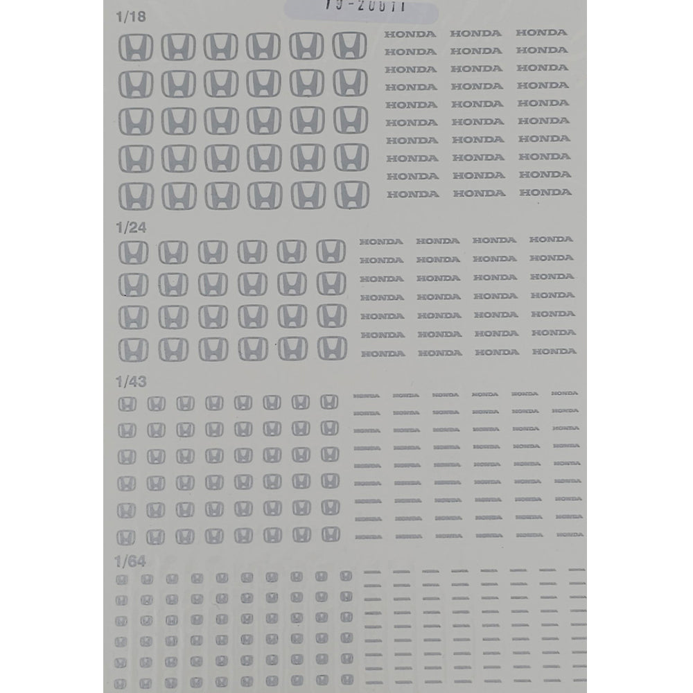 Triple 9 Honda Logo 1:18/1:24/1:43/1:64 Waterslide Decals for Model Cars