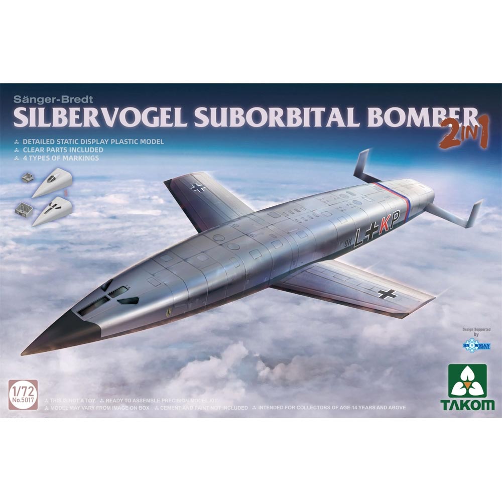 Takom 5017 German Silbervogel WWII Concept Suborbital Bomber 1:72 Model Kit