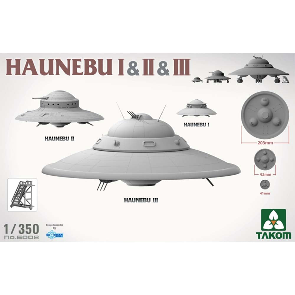 Takom German Haunebu I, II & III Flying Saucers 1:350 Plastic Model Kit 6008