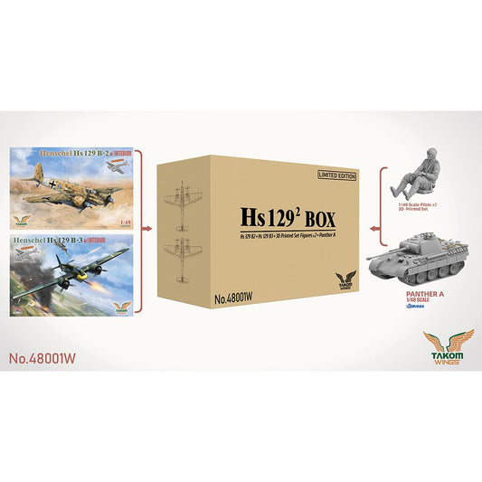 Takom 48001W Hs 129² Big Box 2 Aircraft, 1 Tank + Figures 1:48 Model Kits
