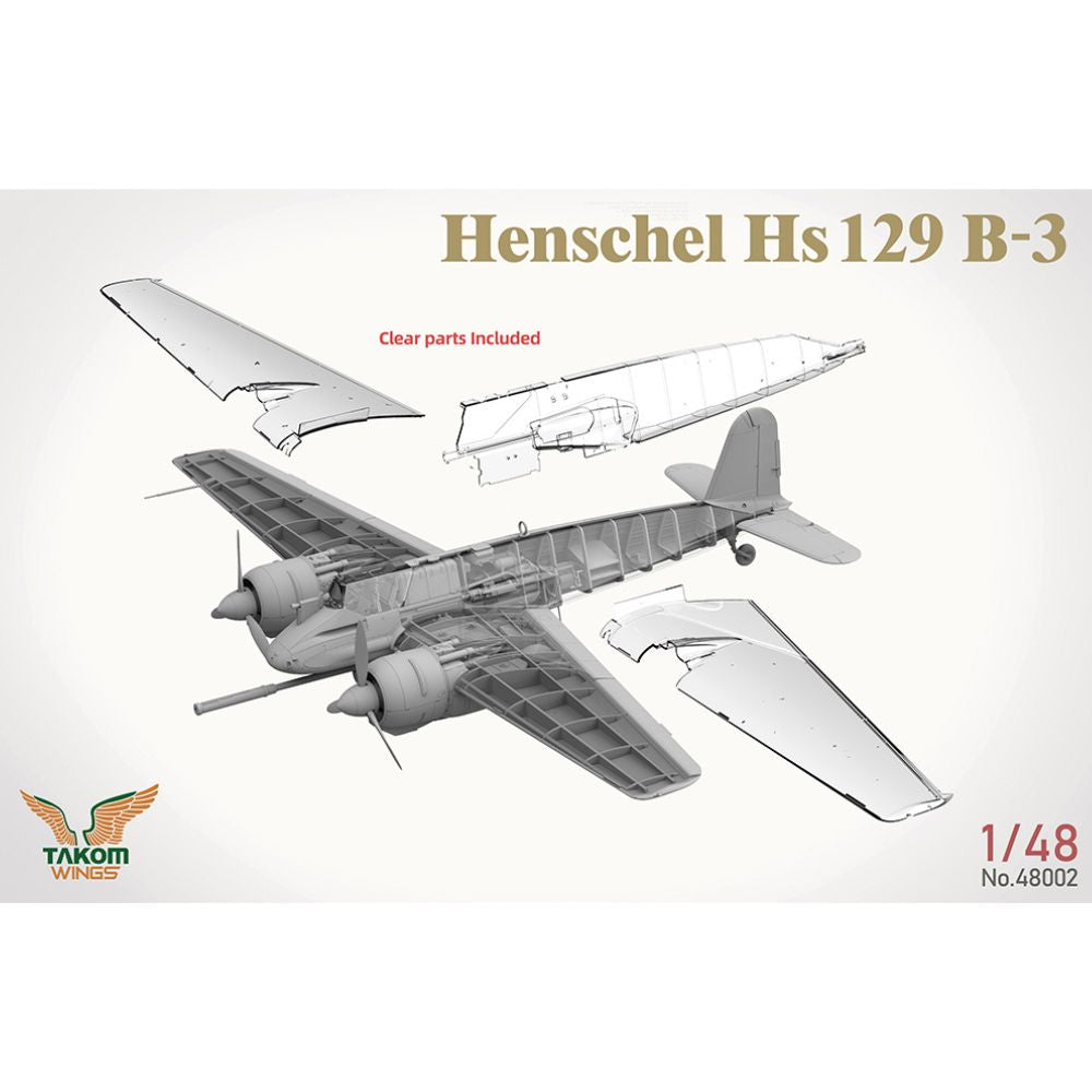 Takom 48002 Henschel Hs 129 B-3 Ground Attack Aircraft & Interior 1:48 Model Kit