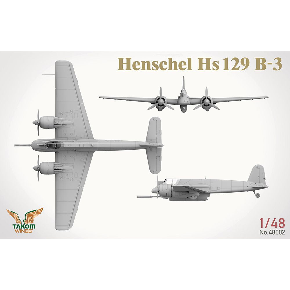 Takom 48002 Henschel Hs 129 B-3 Ground Attack Aircraft & Interior 1:48 Model Kit