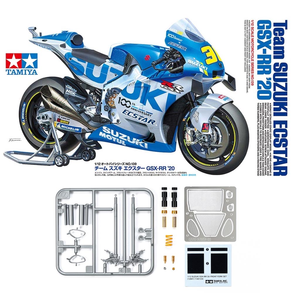 Tamiya 14139 Team Suzuki Ecstar GSX-RR20 1:12 Bike Kit inc. Fork Set 12691