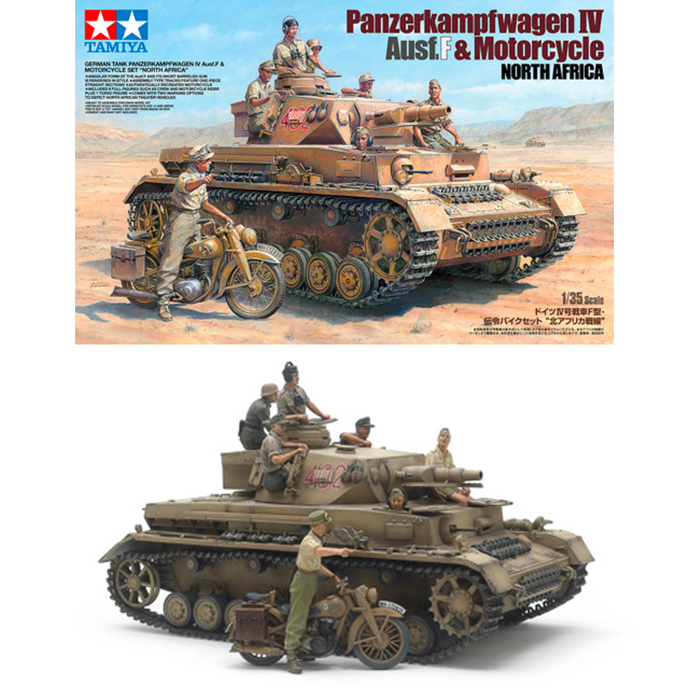 Tamiya 25208 Panzer Kampfwagen IV Ausf F & German Motorcyle Set 1:35 Model Kit