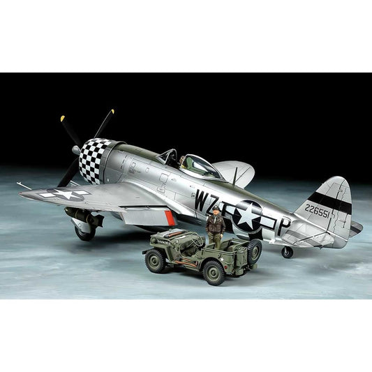 Tamiya 25214 P-47D Thunderbolt Bubbletop w/1/4 Ton 4x4 Vehicle Set 1:48 Model Kit
