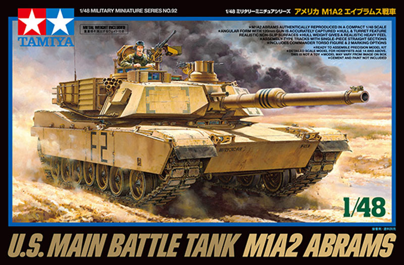 TAMIYA 32592 U.S Main Battle Tank M1A2 Abrams 1:48 Tank Model Kit