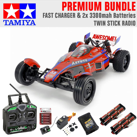 TAMIYA RC 47482 Astute 2022 Painted (TD2) RC Buggy Premium Stick Bundle