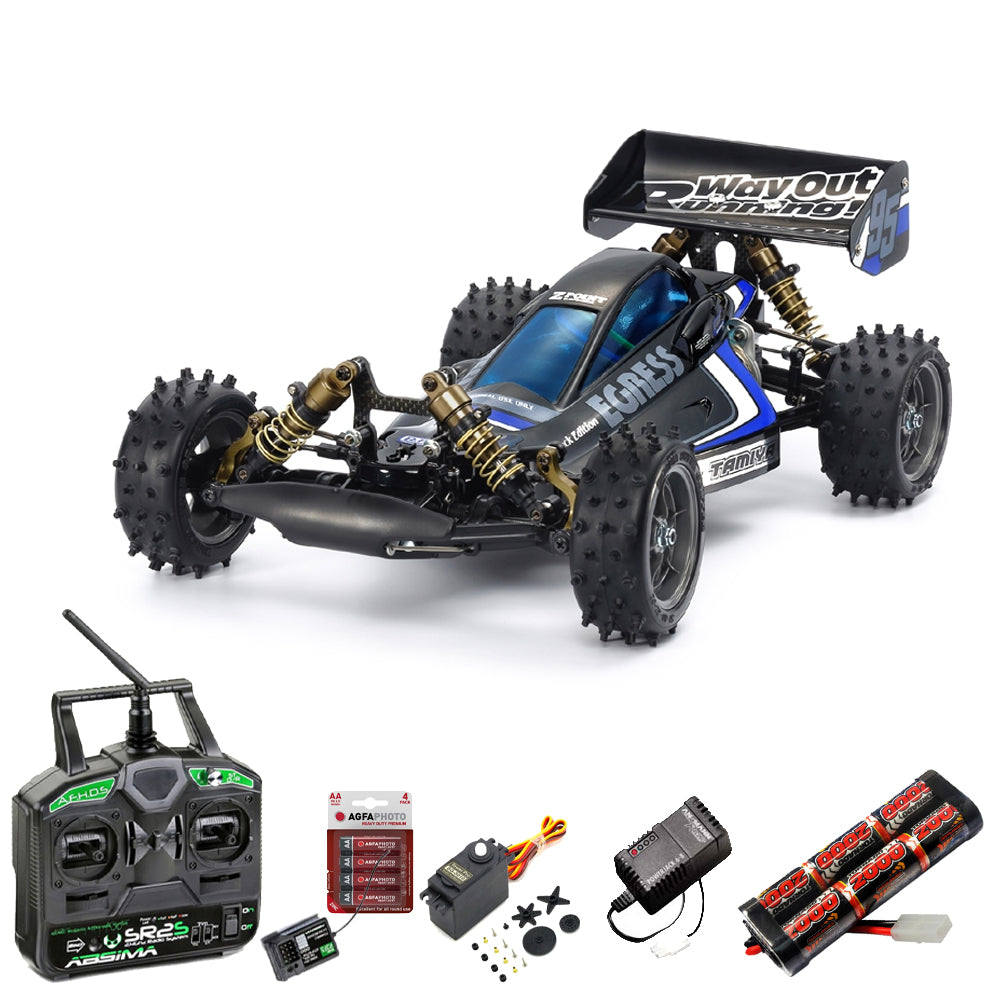 Tamiya 47489 Egress Black Special Limited 1:10 RC Car Standard Stick Bundle