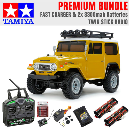Tamiya RC 47490 Toyota Land Cruiser Yellow CC-02 1:10 RC Premium Stick Bundle