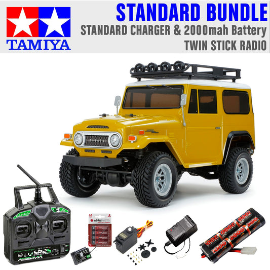 Tamiya RC 47490 Toyota Land Cruiser Yellow CC-02 1:10 RC Standard Stick Bundle